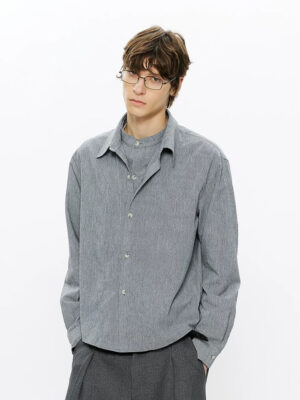 Stand Collar Plaid Long Sleeve Linen Blend Commute Shirt