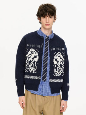 Loose Jacquard Knit Cardigan Fall Warm Couple Sweater