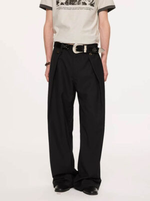 Pleated Deconstructed Straight Leg Suit Pants